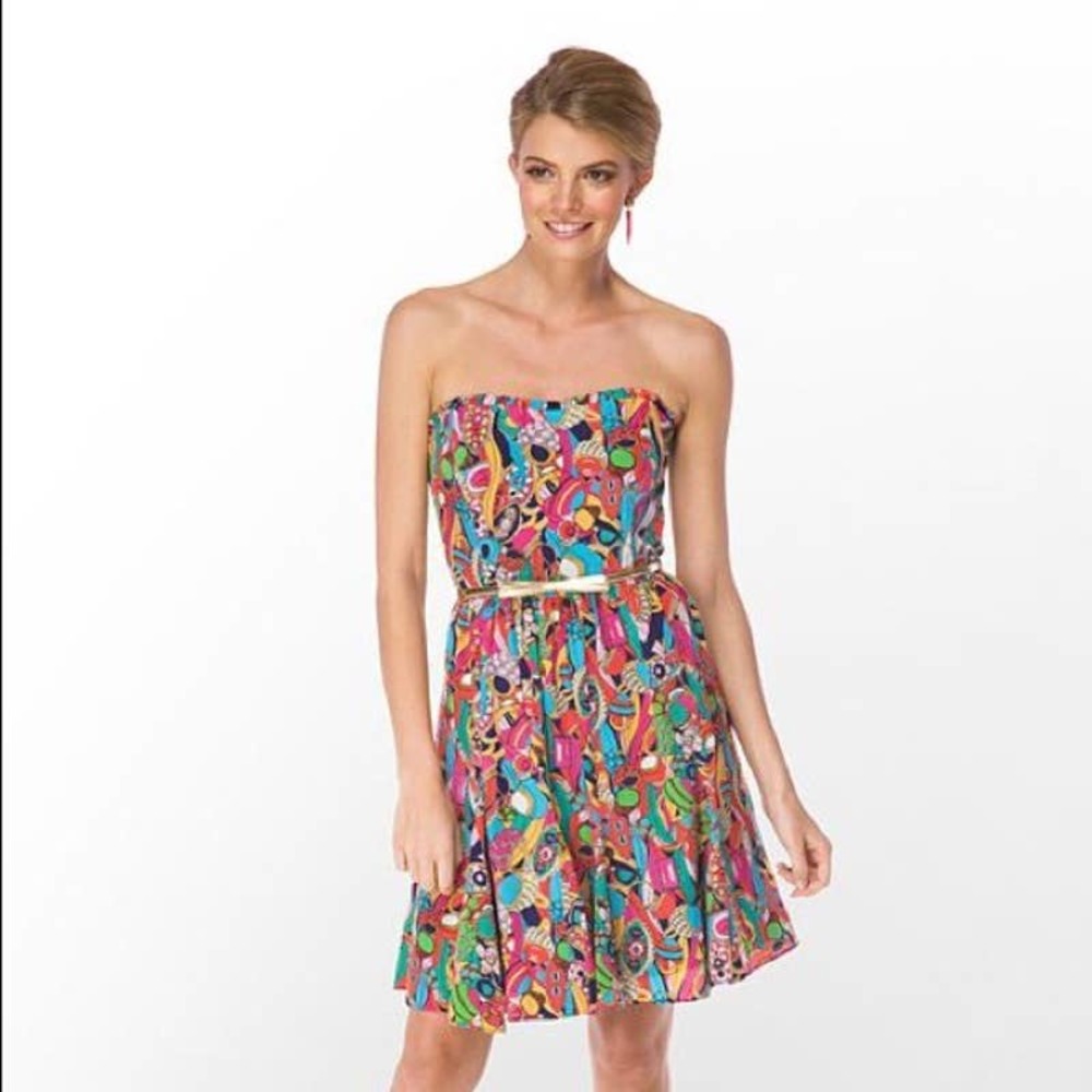 Lilly Pulitzer Bling My Chimes Strapless Printed Mini Dress Size xsmall
